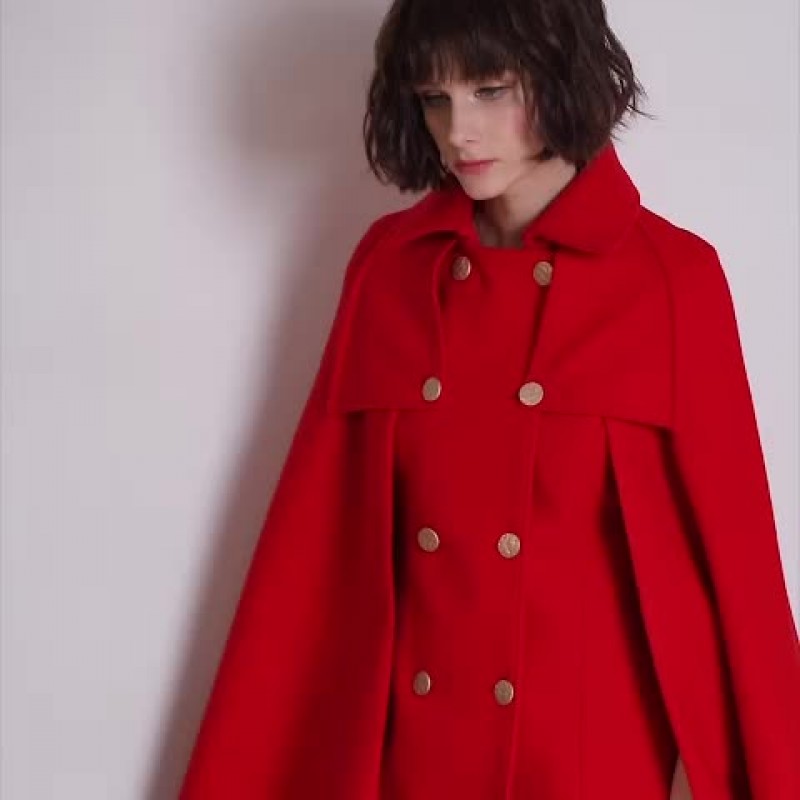 Women Red Poncho Oversized Cape Coat Winter Outerwear 2023 Poncho  Cape