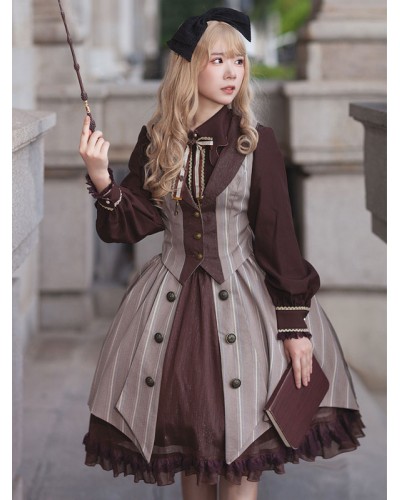 Lolita Coats Coffee Brown Infanta Polyester Top Top Summer Lolita Outwears Gothic Classic  Traditional Academic