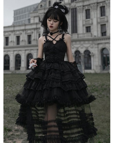 Lolita Petticoats Polyester Ruffles Black Lolita Skirt Lolita Petticoat Gothic Daily Casual Tea Party