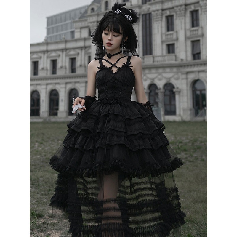 Lolita Petticoats Polyester Ruffles Black Lolita Skirt Lolita Petticoat Gothic Daily Casual Tea Party