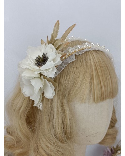 Style Lolita Accessories Cameo Pink Flowers Pearls Polyester Fiber Headwear Miscellaneous Sweet ROCOCO