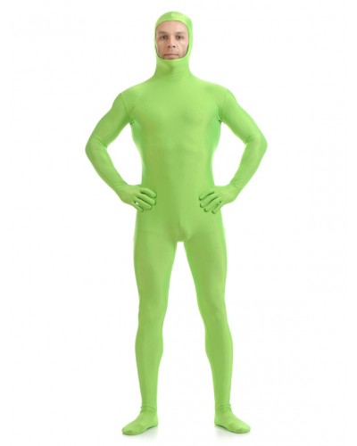 Morph Suit St Patricks Day Costume Green Zentai Suit Lycra Spandex Jumpsuit With Face Opened