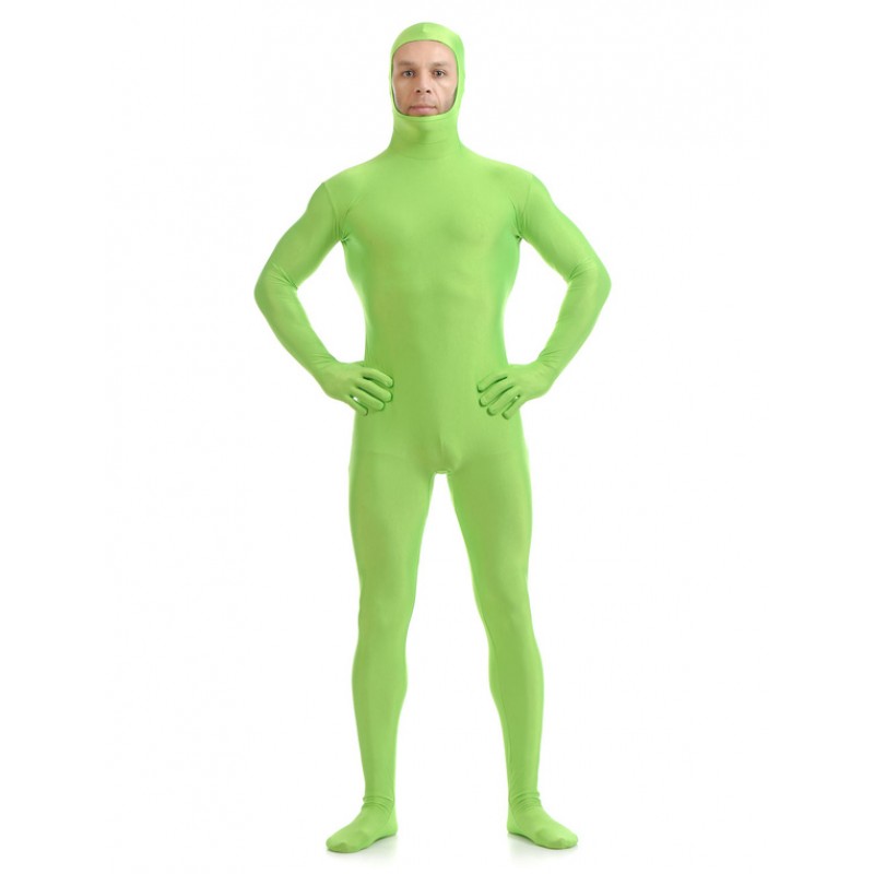 Morph Suit St Patricks Day Costume Green Zentai Suit Lycra Spandex Jumpsuit With Face Opened