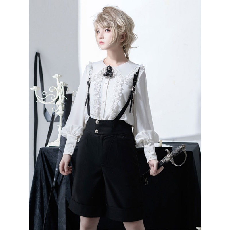 Lolita Ruffles Lace Long Sleeves Blouse Lolita Top White Lolita Shirt Blouses Steampunk Gothic Daily Casual Tea Party