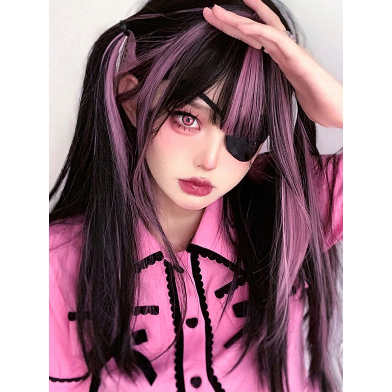 Lolita Wigs Long Heat-resistant Fiber Pink Lolita Accessories Steampunk Gothic Daily Casual Tea Party