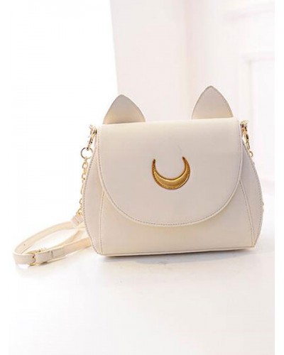 Sweet Lolita Handbag Two Tone Moon Embroidered White Lolita Accessory Accessories Daily Casual Tea Party