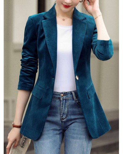 Women Blazer Turndown Collar Long Sleeve Buttons Short Blazers Cozy Active Outerwear Casual Office  Career