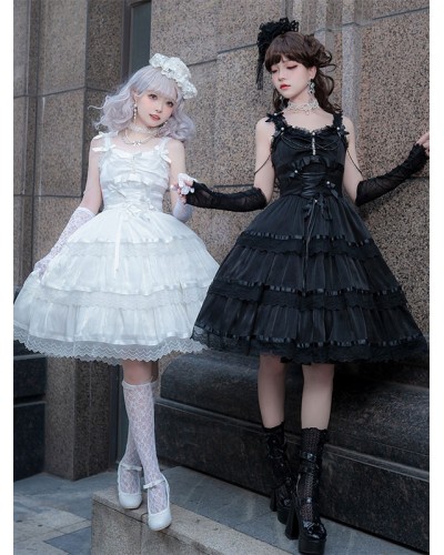 Gothic Lolita Dresses Ruffles Chains White White