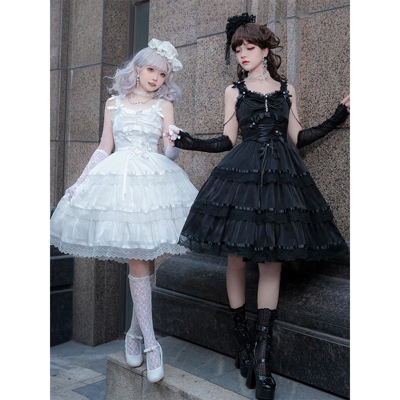 Gothic Lolita Dresses Ruffles Chains White White