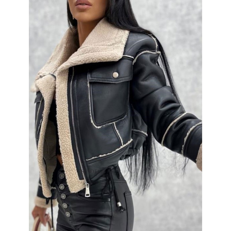 Women 's Jackets Turndown Collar Spring Black Outerwear Punk Casual Night Out Field Street Wear Dating