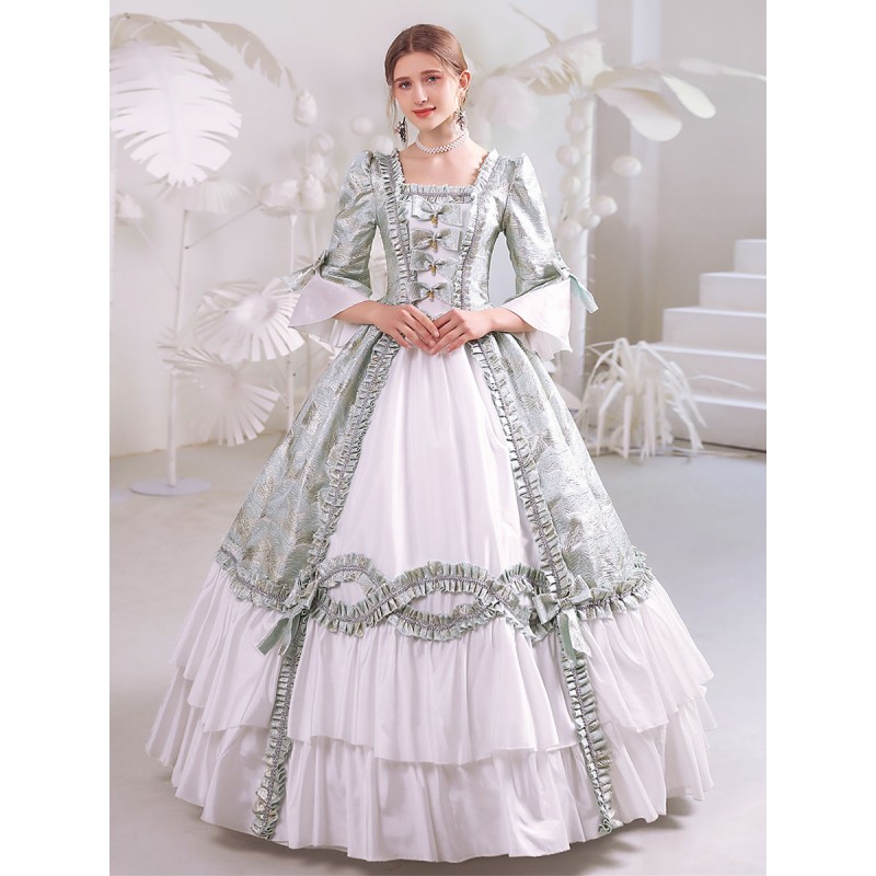 Women White Costumes 's Polyester Marie Antoinette Costume Dress 18th Century Costume Royal Retro Gothic Euro-Style