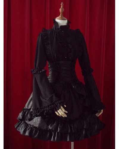 Lolita SK Fantastic Layered Ruffles Cotton Lolita Skirts Gothic Fall Tea Party