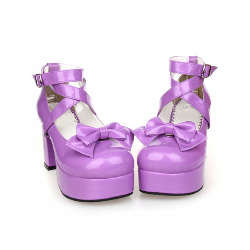 Sweet Lolita Chunky Heels Shoes Platform Shoes Ankle Straps Bow Decor Buckle Daily Casual