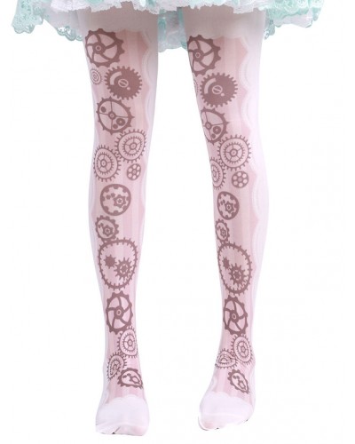 Sweet Lolita Light Pink Printed Lolita Stocking Socks