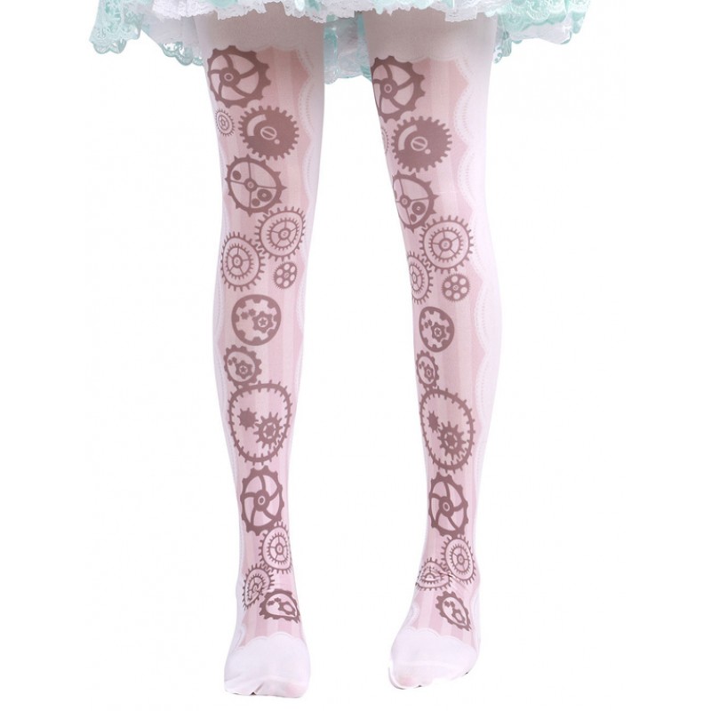 Sweet Lolita Light Pink Printed Lolita Stocking Socks