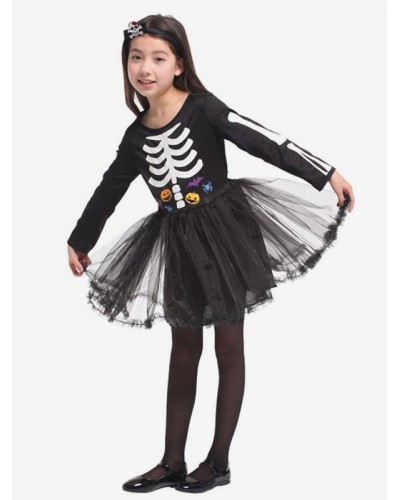 Halloween Costumes For Kids Black Polyester Headwear Dress Holiday Costume Tunic