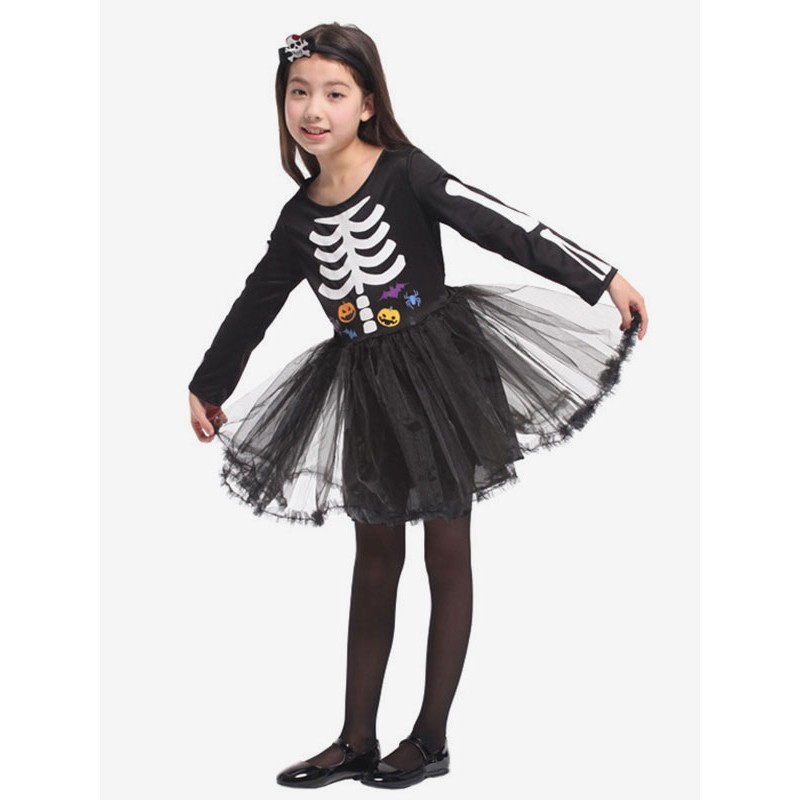 Halloween Costumes For Kids Black Polyester Headwear Dress Holiday Costume Tunic