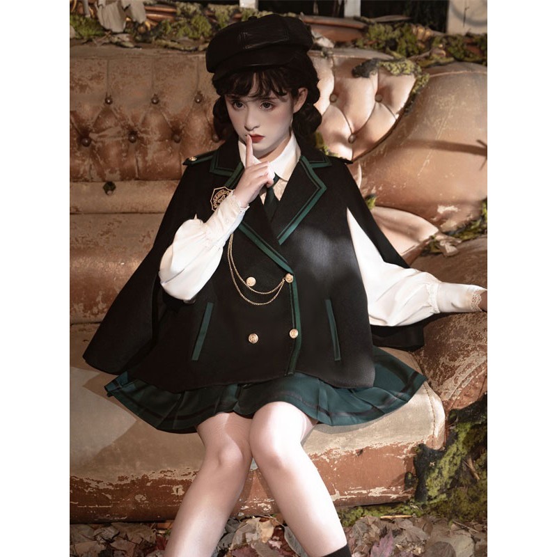 Classic Lolita Outfits Black Chains Long Sleeves Skirt Shirt Classic  Traditional Daily Casual Tea Party