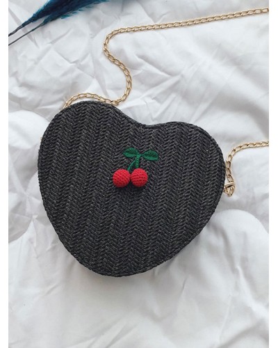 Lolita Bag Hearts Shaped Cherry Decor Cross Body Bag Sweet Daily Casual