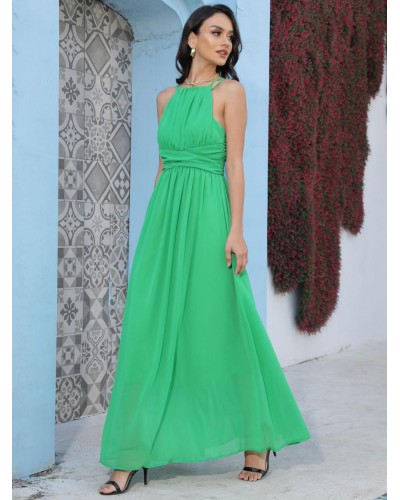 Women Straps Neck Maxi Dress Sleeveless Long Dress Tropical Summer