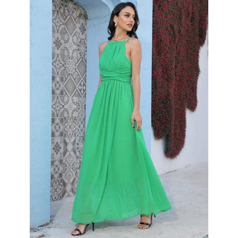 Women Straps Neck Maxi Dress Sleeveless Long Dress Tropical Summer