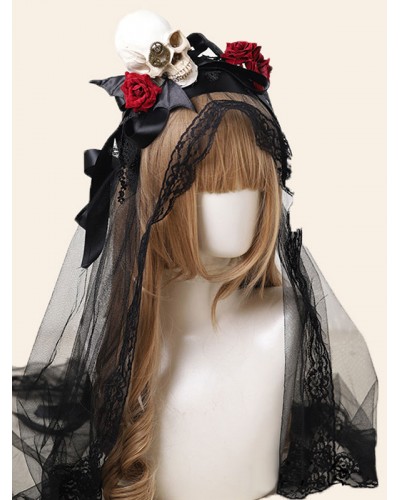 Lolita Accessories Black Rose Lace Headwear Polyester Miscellaneous Gothic