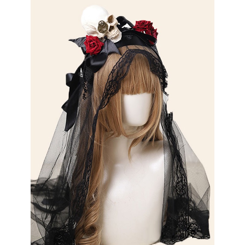 Lolita Accessories Black Rose Lace Headwear Polyester Miscellaneous Gothic