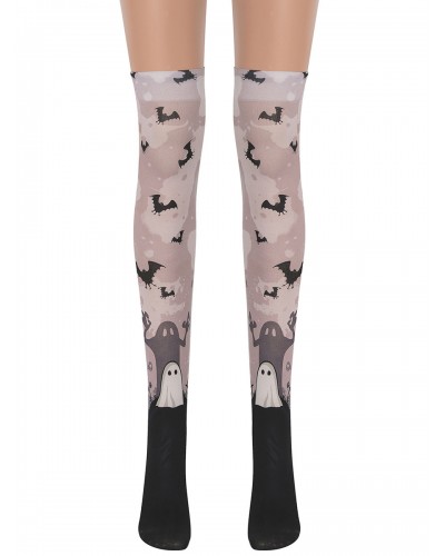 Carnival Women Knee High Socks Ghost Bat Cosplay Costume Halloween