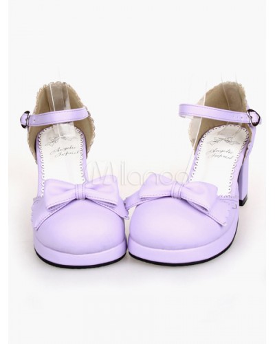 Loilta Sandals Heels Shoes Ankle Strap Buckle Bow Decor Sweet Daily Casual