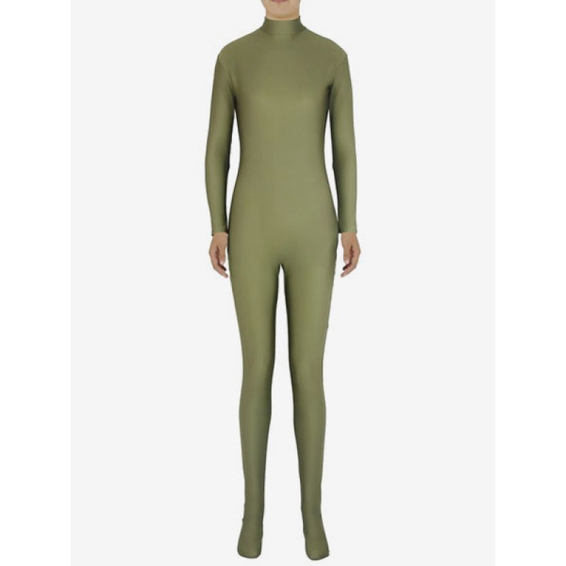 Women Greyish Green Morph Suit Adults Bodysuit Lycra Spandex Catsuit For