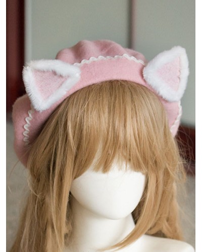 Sweet Lolita Beret Wool Cat Ear Lolita Hat Accessories Daily Casual Tea Party