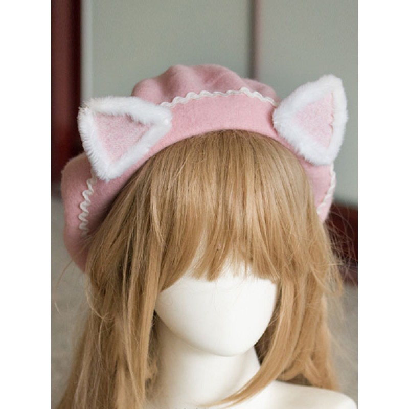 Sweet Lolita Beret Wool Cat Ear Lolita Hat Accessories Daily Casual Tea Party