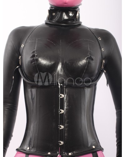 Women Black Latex Corset Halloween Costume Cosplay Halloween