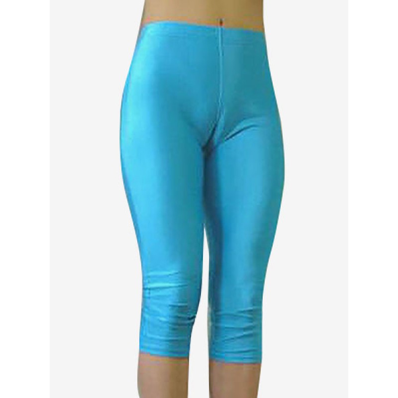 Blue Lycra Sexy Cropped Trousers