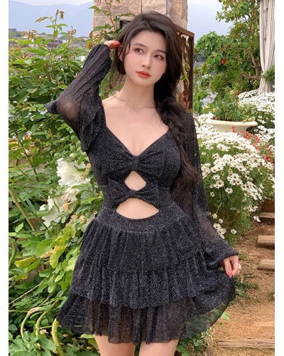 Lolita Outfits Black Ruffles Long Sleeves Jumpsuit Sweet