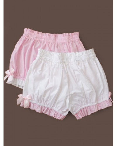 Sweet Lolita Bloomers Cotton Bow Ruffled Lolita Short Pumpkin Pants Shorts Daily Casual