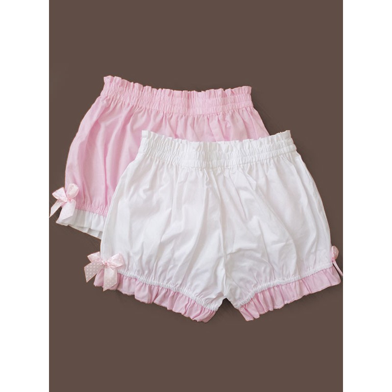 Sweet Lolita Bloomers Cotton Bow Ruffled Lolita Short Pumpkin Pants Shorts Daily Casual