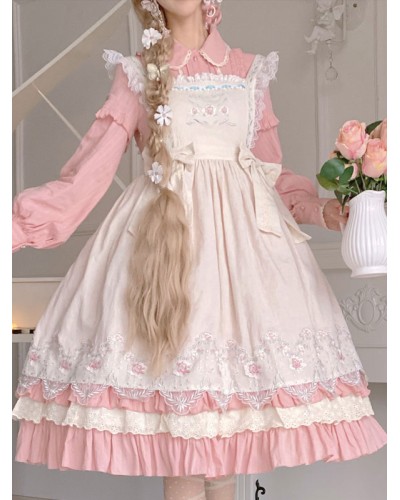 Lolita Accessories Ecru White Bows Ruffles Lace Polyester Apron Miscellaneous Sweet