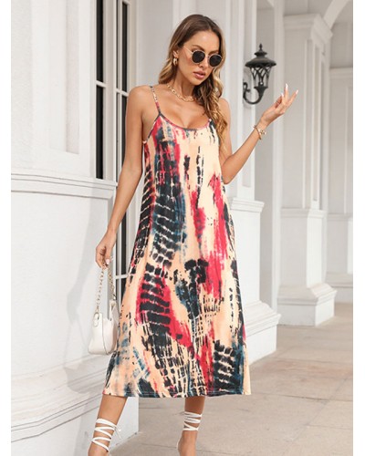 Women Maxi Dresses Sleeveless Coffee Brown Printed Floor Length Dress Bodycon Beach