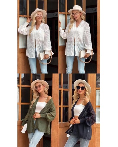 Women Shirt Jacket Long Sleeves See-through Fall Outerwear Casual Street Wear Daily Casual