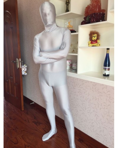 Halloween Morph Suit Silver Lycra Spandex Zentai Suit Bodysuit