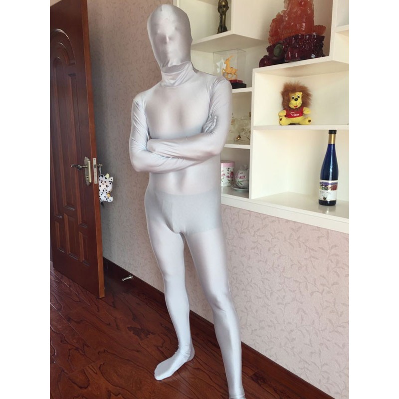 Halloween Morph Suit Silver Lycra Spandex Zentai Suit Bodysuit