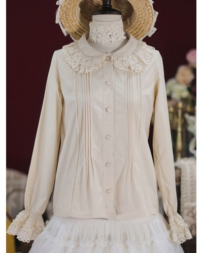 Lolita Blouses Ruffles Lace Lolita Top Long Sleeves Blouse White Lolita Shirt Sweet Spring Summer Fall Winter