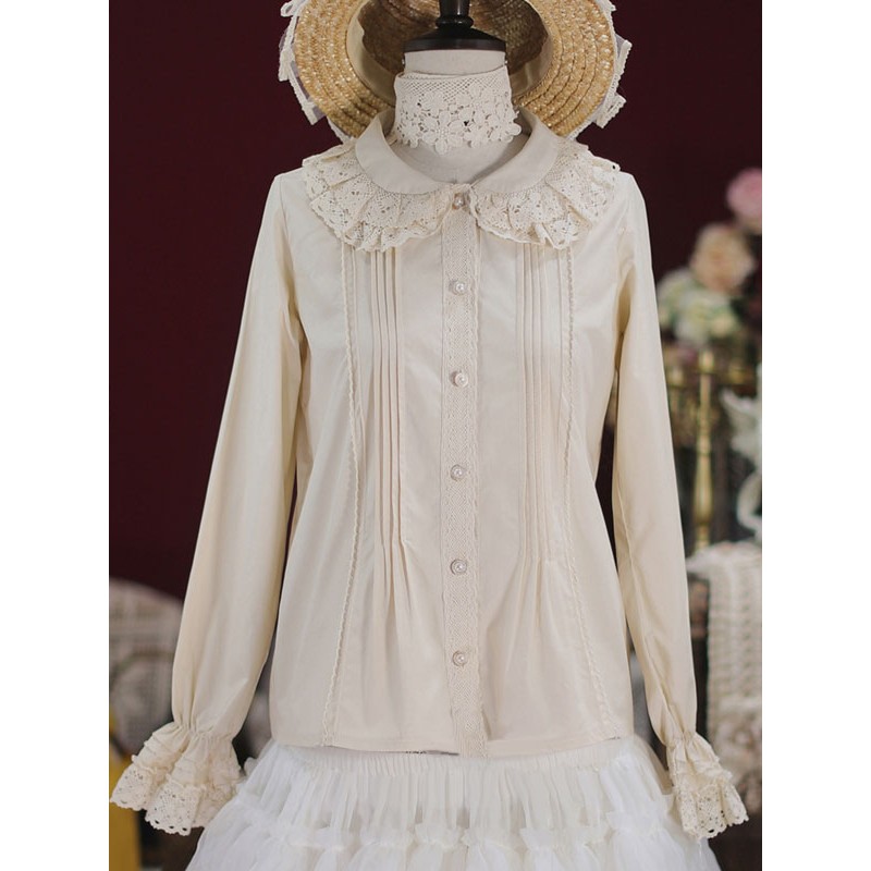 Lolita Blouses Ruffles Lace Lolita Top Long Sleeves Blouse White Lolita Shirt Sweet Spring Summer Fall Winter