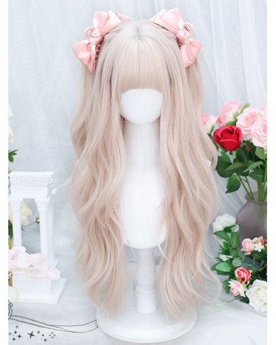 Lolita Wigs Light Apricot Long Heat-resistant Fiber Lolita Accessories Sweet Harajuku Fashion ROCOCO Daily Casual Tea Party