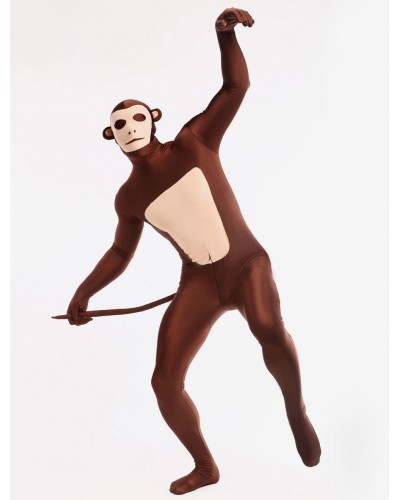 Morph Suit Monkey Style Zentai Suit Dark Brown Full Body Lycra Spandex Bodysuit