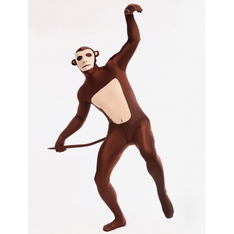 Morph Suit Monkey Style Zentai Suit Dark Brown Full Body Lycra Spandex Bodysuit