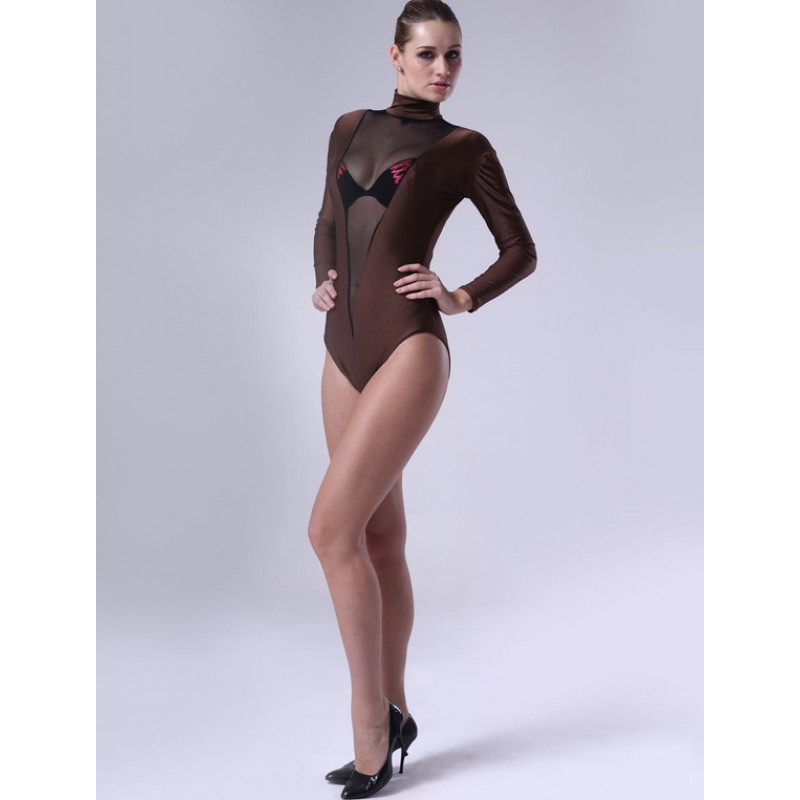 Coffee Lycra Catsuit For Women