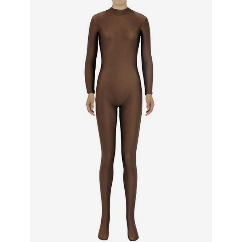 Women Coffee Brown Morph Suit Adults Bodysuit Lycra Spandex Catsuit For