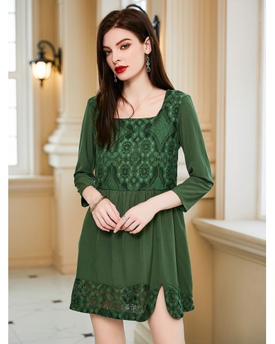 Shift Dresses Green Square Neck Charming Cut Out Adult's Tube Dress Casual Bohemian Street Wear Daily Casual